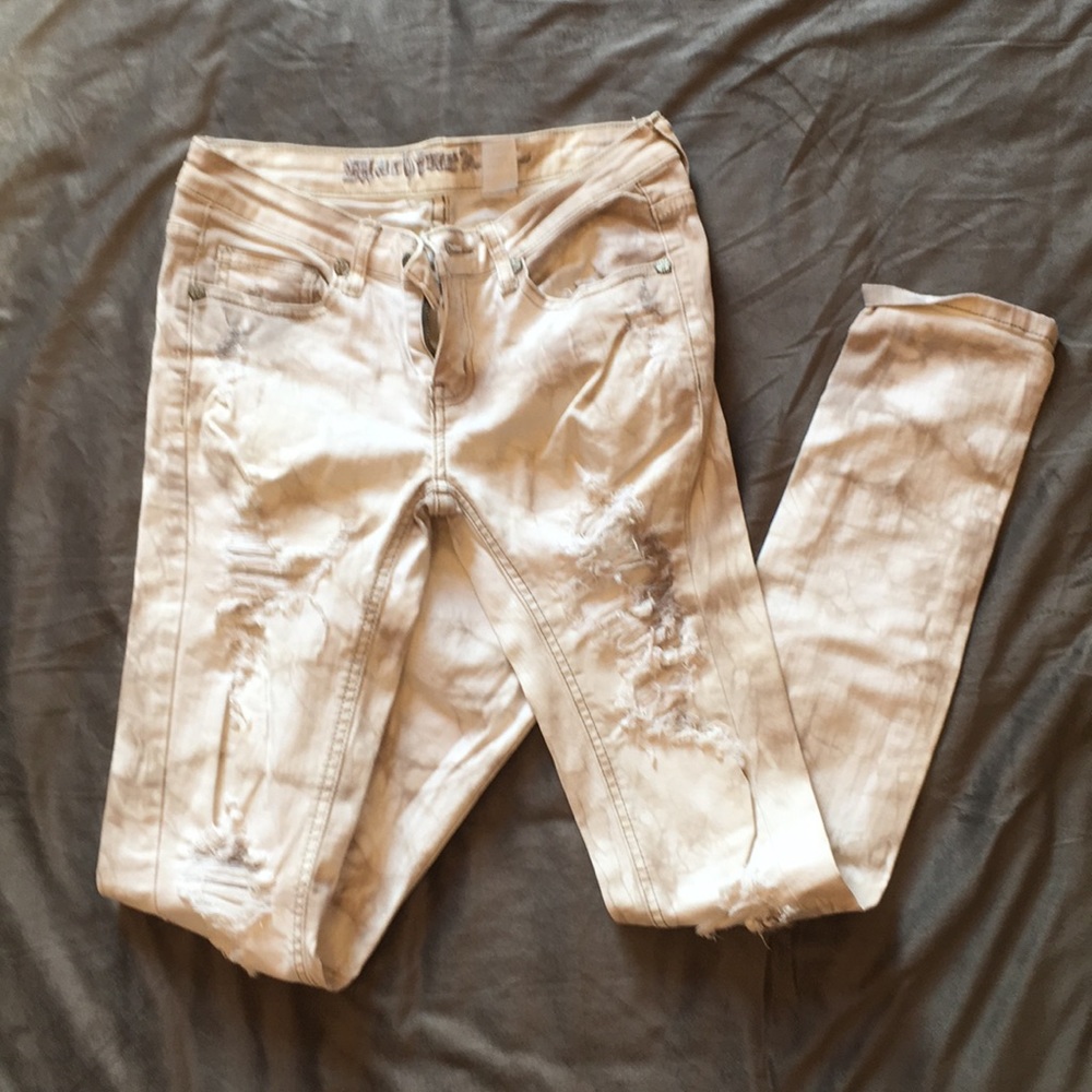 White and Tan Jeans